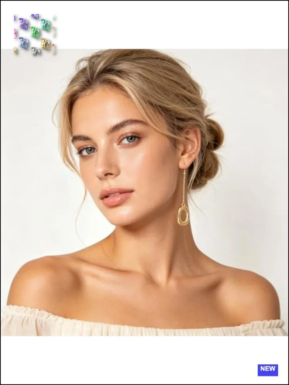 14K Gold Plated Chunky Dangle Hoop Earrings Geometric Oval Drop Thick Huggie